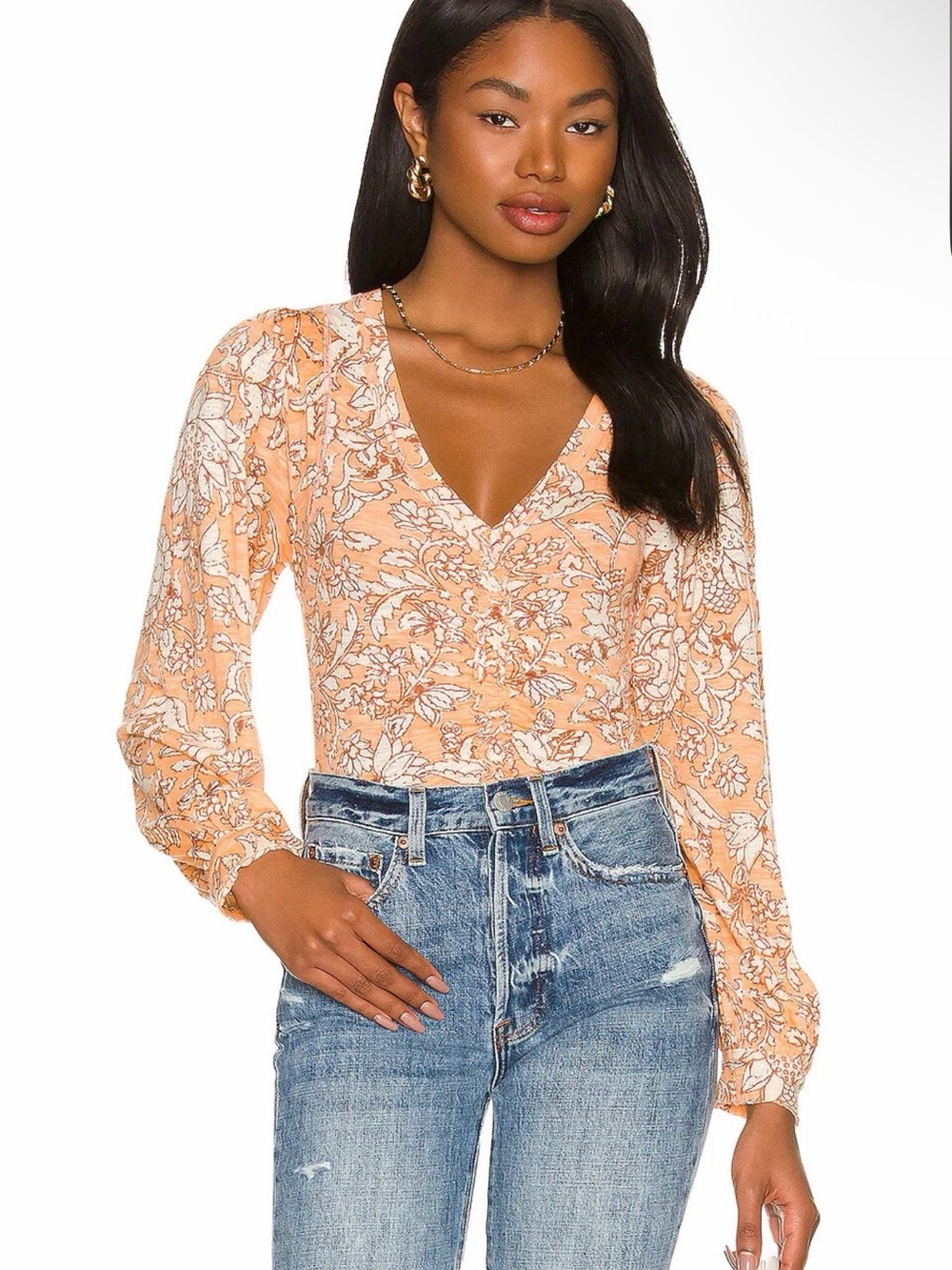 Free People Say The Word Ruched Top, XL, NWT, Blood Orange